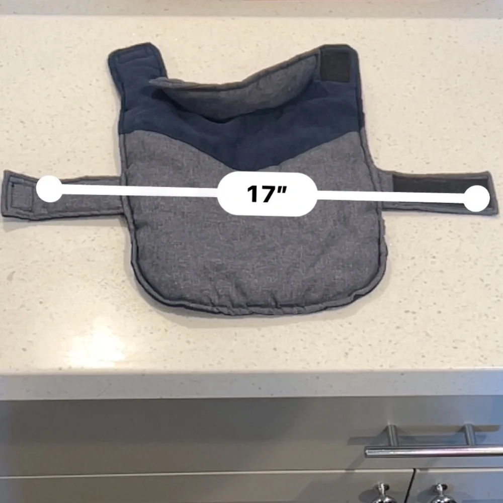 Quick & Easy Adjustable Gray & Blue Dog Jacket with Velcro Neck & Tummy Closures